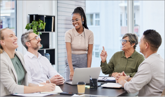 Woman conducting a business meeting